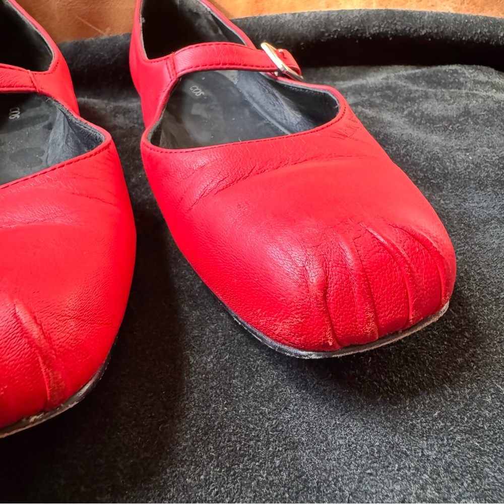COS Pleated red Leather Mary-Jane ballet flat shoes - Picture 11 of 17
